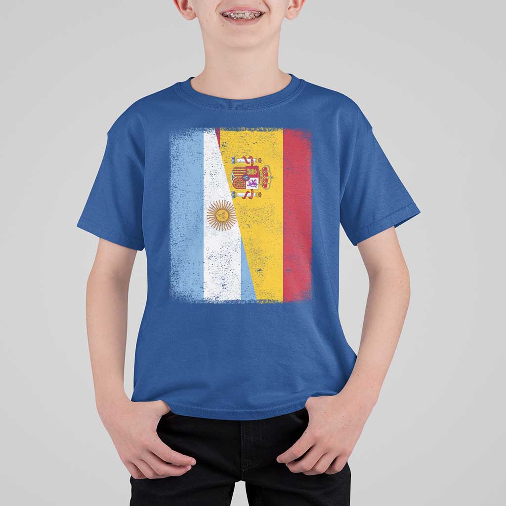 Spain Argentina Half Flag Spanish Argentinian Roots T Shirt For Kid