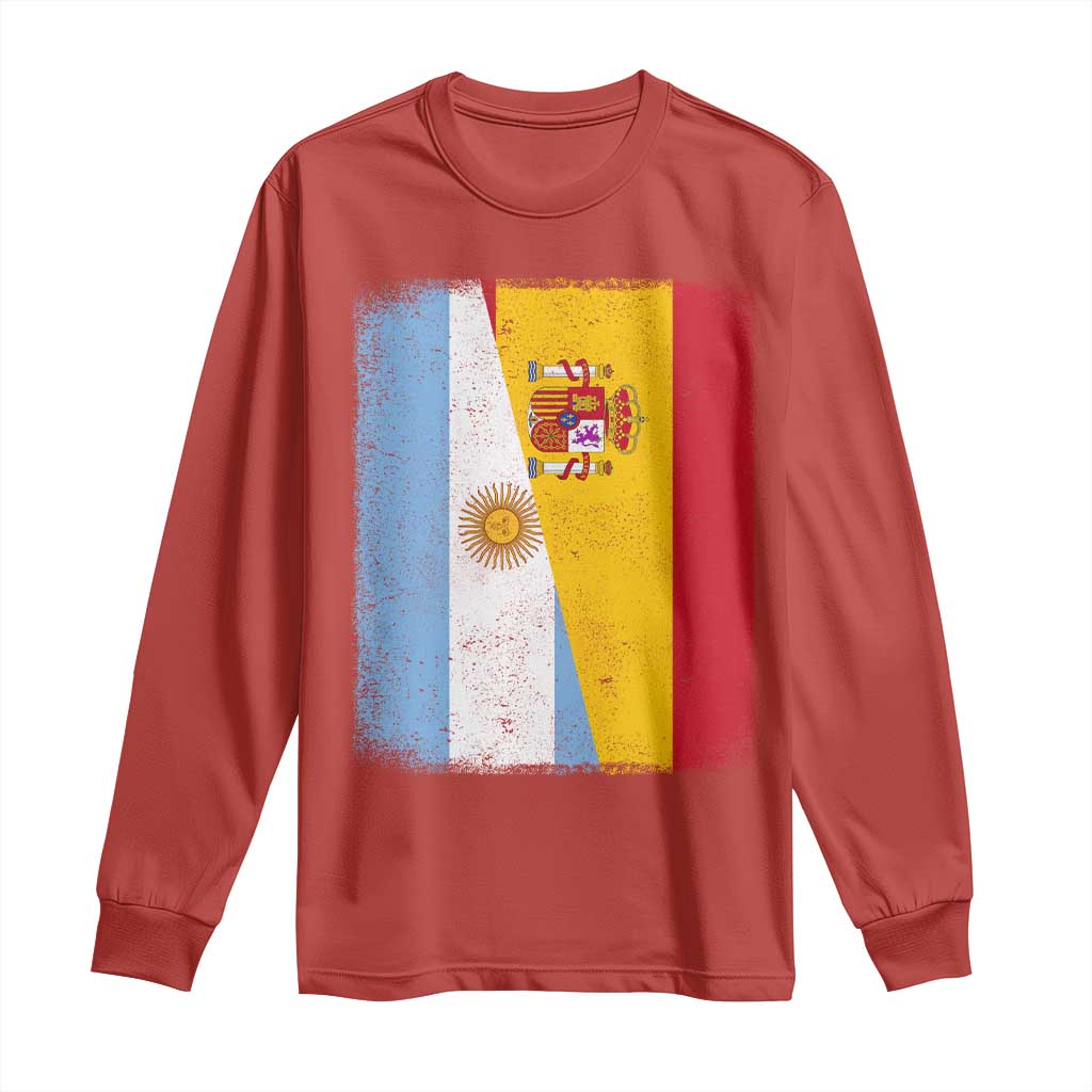 Spain Argentina Half Flag Spanish Argentinian Roots Long Sleeve Shirt