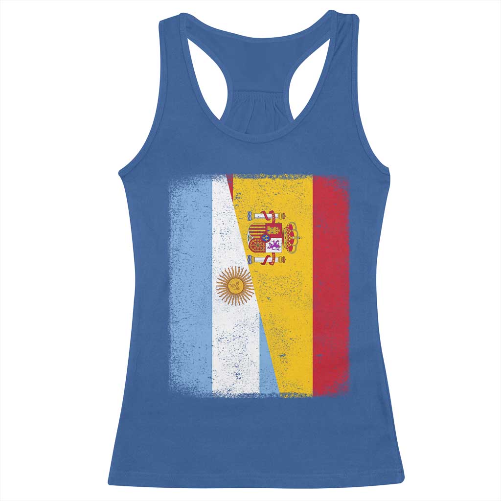 Spain Argentina Half Flag Spanish Argentinian Roots Racerback Tank Top