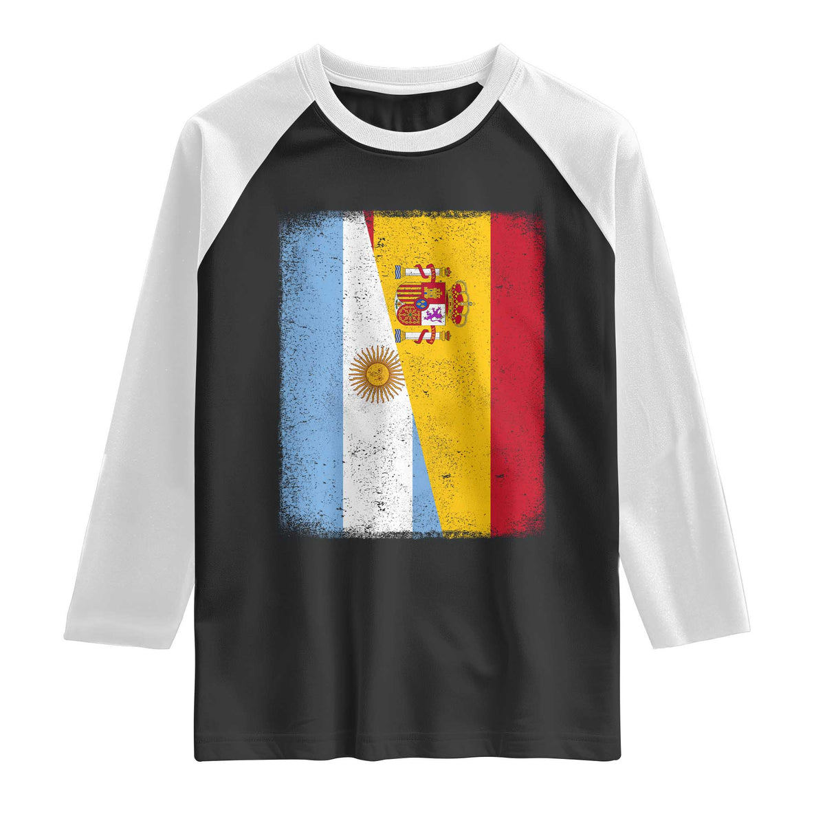 Spain Argentina Half Flag Spanish Argentinian Roots Raglan Shirt