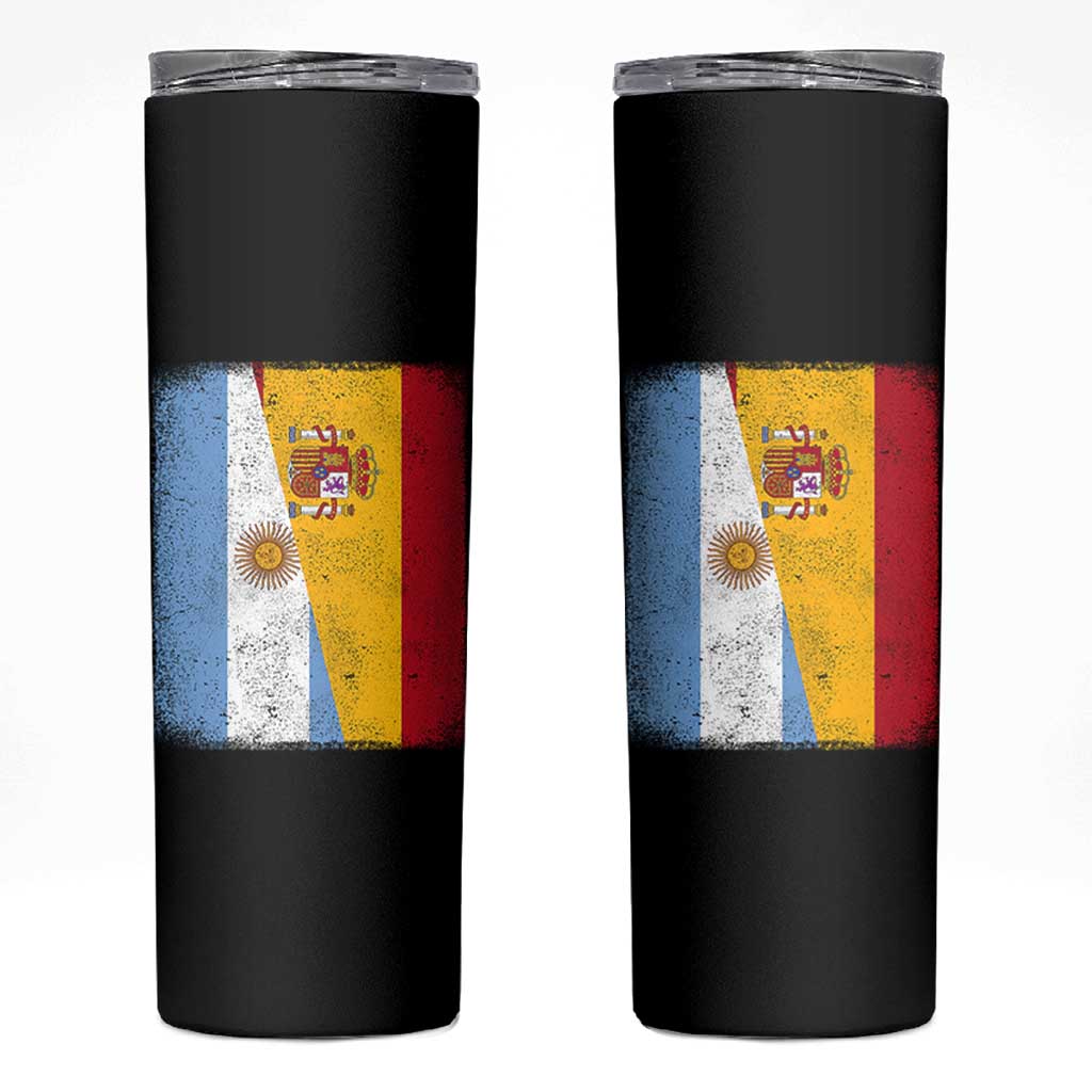 Spain Argentina Half Flag Spanish Argentinian Roots Skinny Tumbler