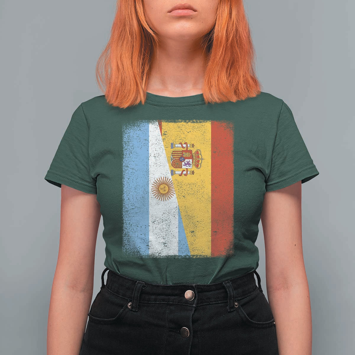 Spain Argentina Half Flag Spanish Argentinian Roots T Shirt For Women