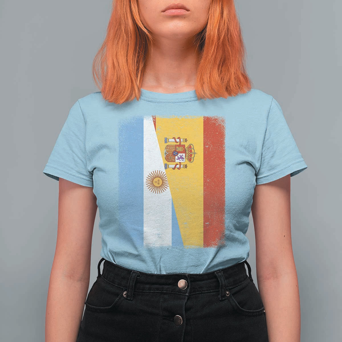 Spain Argentina Half Flag Spanish Argentinian Roots T Shirt For Women