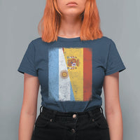 Spain Argentina Half Flag Spanish Argentinian Roots T Shirt For Women