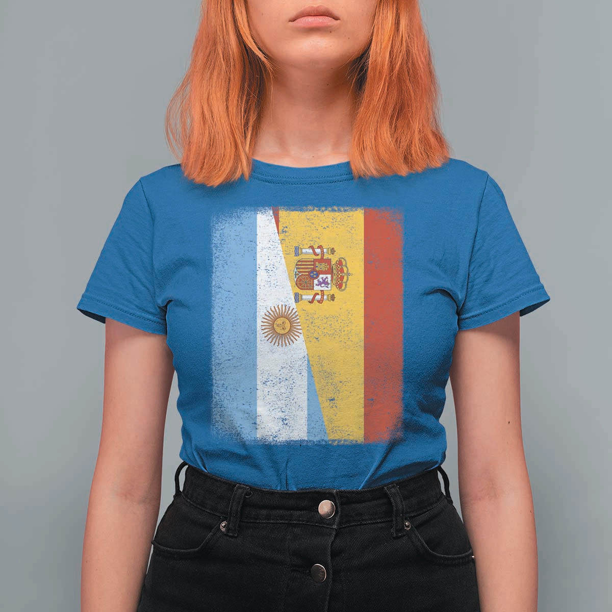 Spain Argentina Half Flag Spanish Argentinian Roots T Shirt For Women