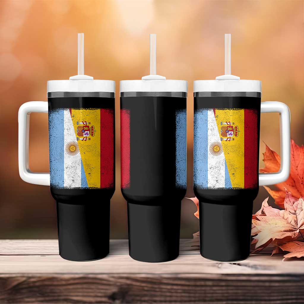 Spain Argentina Half Flag Spanish Argentinian Roots Tumbler With Handle