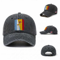 Spain Argentina Half Flag Spanish Argentinian Roots Washed Cotton Baseball Cap