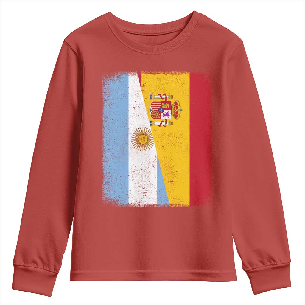 Spain Argentina Half Flag Spanish Argentinian Roots Youth Sweatshirt