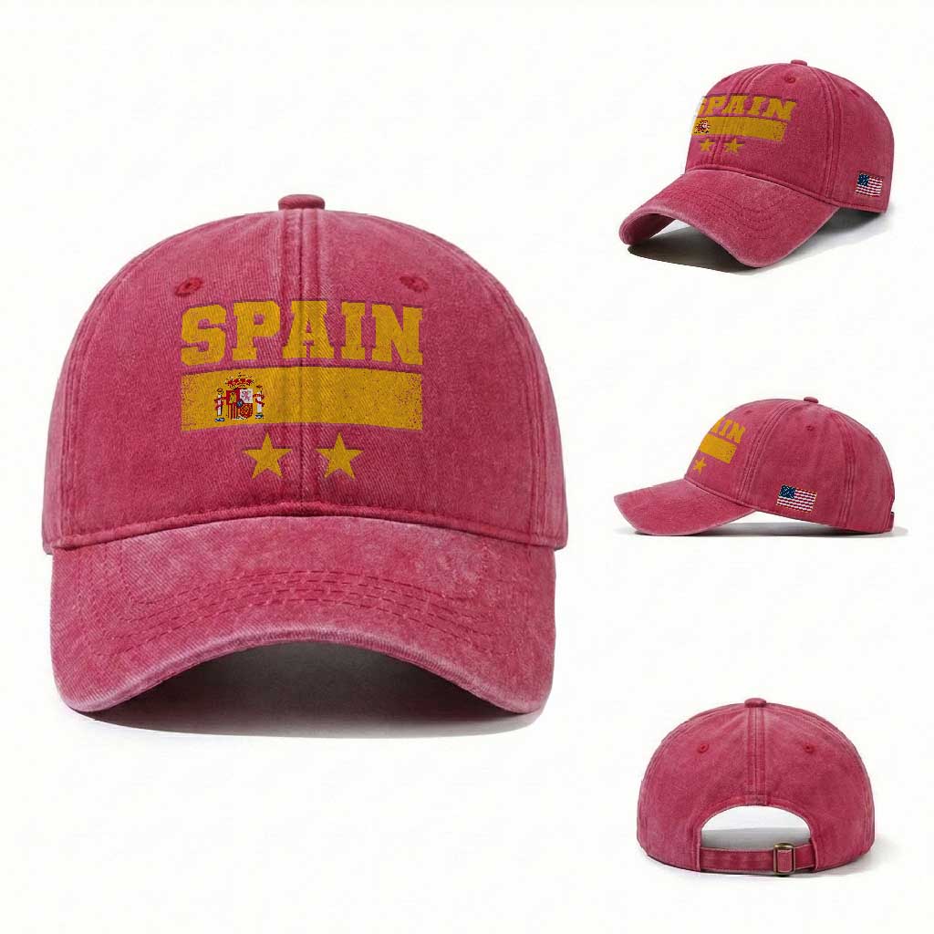 Spain Champions 2026 Second Star Washed Cotton Baseball Cap Espana Coat of Arms