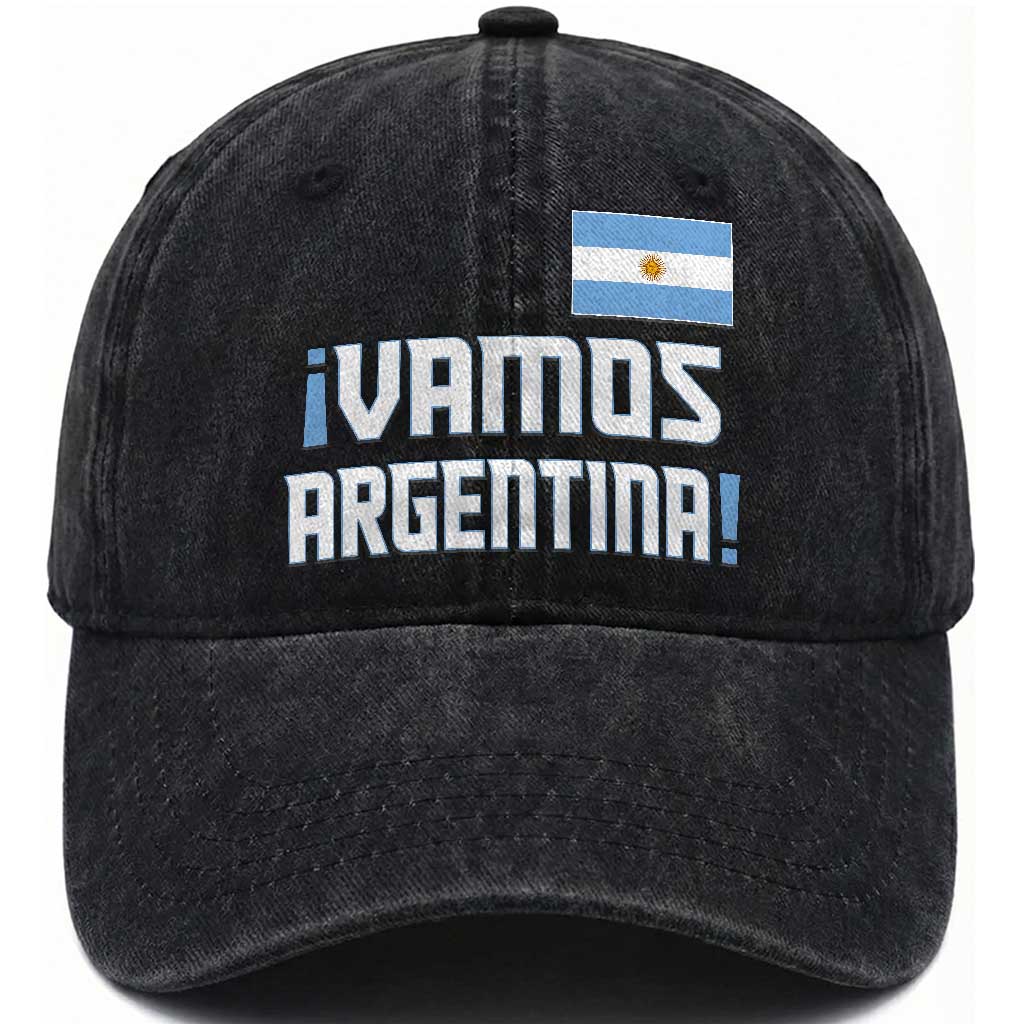 Vamos Argentina Washed Cotton Baseball Cap Sol De May Argentinian Flag National Pride