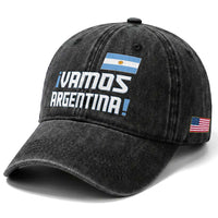 Vamos Argentina Washed Cotton Baseball Cap Sol De May Argentinian Flag National Pride