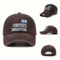 Vamos Argentina Washed Cotton Baseball Cap Sol De May Argentinian Flag National Pride
