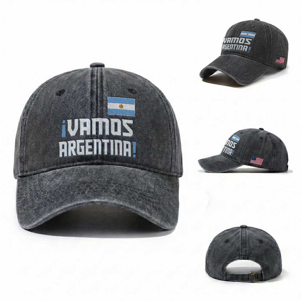 Vamos Argentina Washed Cotton Baseball Cap Sol De May Argentinian Flag National Pride