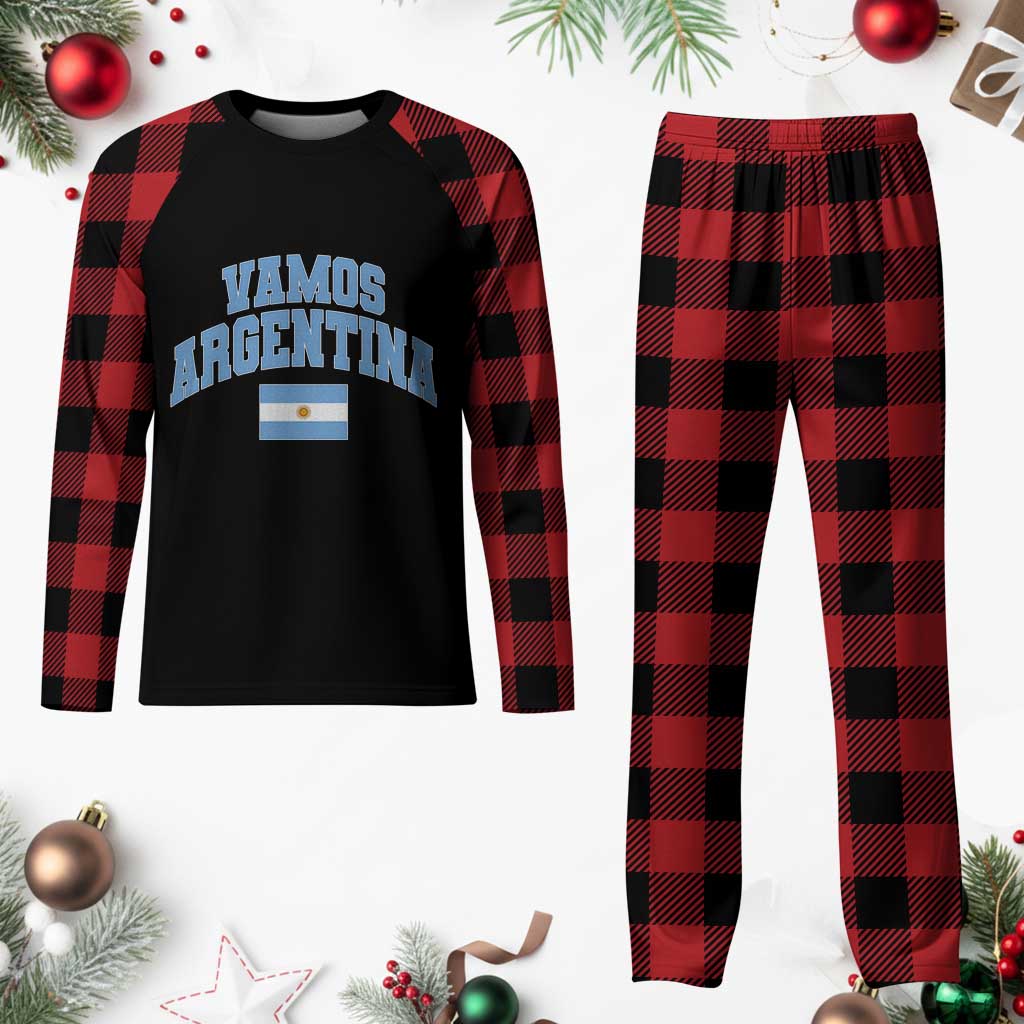 Vamos Argentina Football Throwback Design Plaid Pajama Set Vintage Argentinian Flag