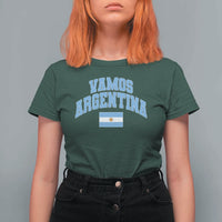 Vamos Argentina Football Throwback Design T Shirt For Women Vintage Argentinian Flag