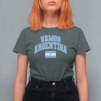 Vamos Argentina Football Throwback Design T Shirt For Women Vintage Argentinian Flag