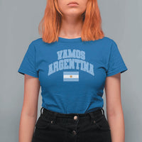 Vamos Argentina Football Throwback Design T Shirt For Women Vintage Argentinian Flag
