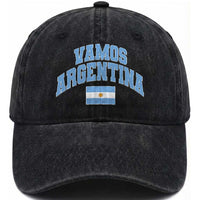 Vamos Argentina Football Throwback Design Washed Cotton Baseball Cap Vintage Argentinian Flag