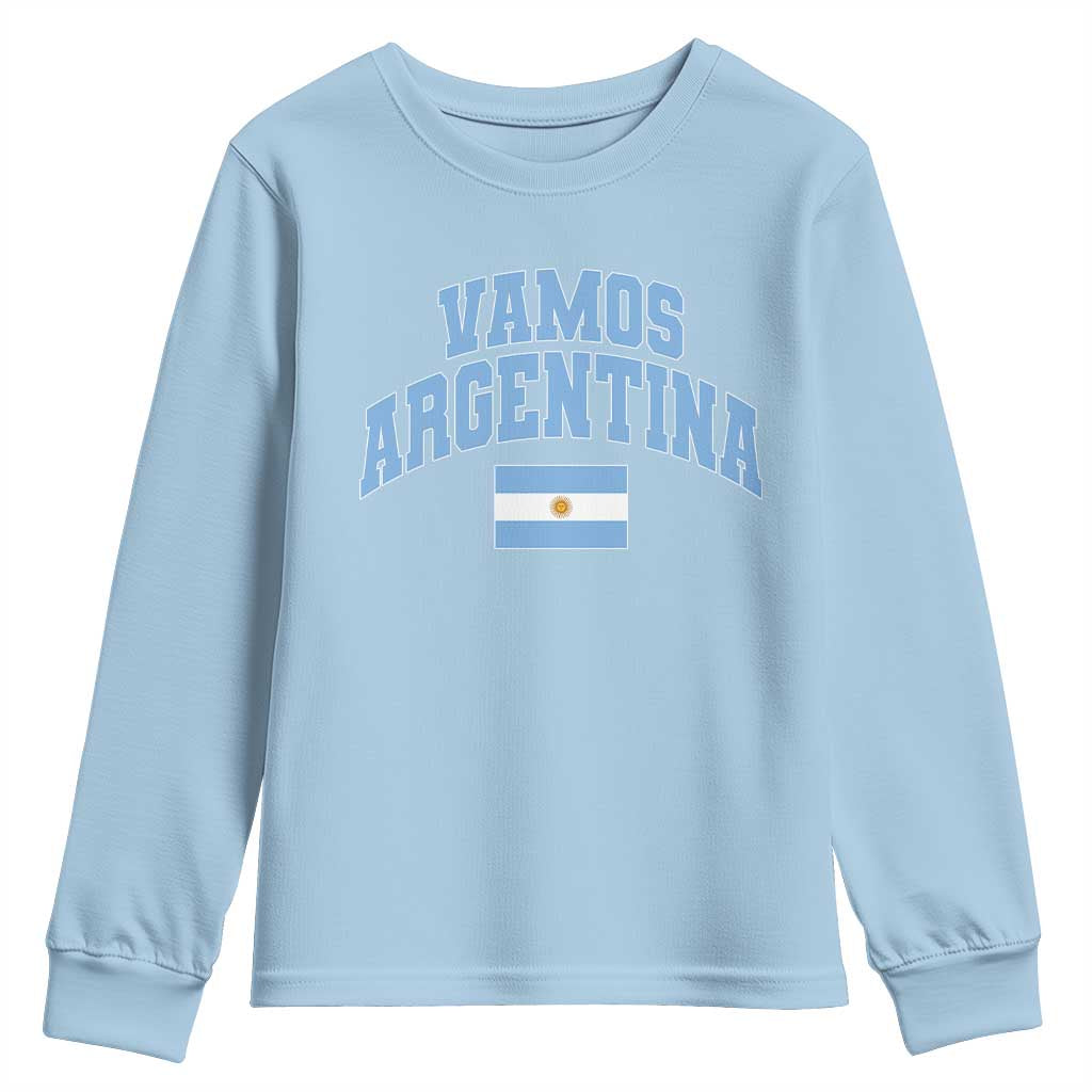 Vamos Argentina Football Throwback Design Youth Sweatshirt Vintage Argentinian Flag