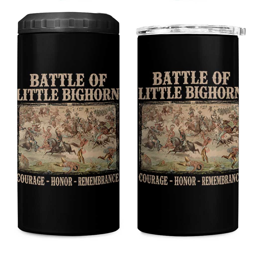 Battle of Little Bighorn 4 in 1 Can Cooler Tumbler Courage Honor Remember Native American