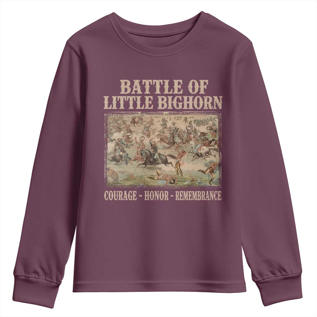 Battle of Little Bighorn Youth Sweatshirt Courage Honor Remember Native American