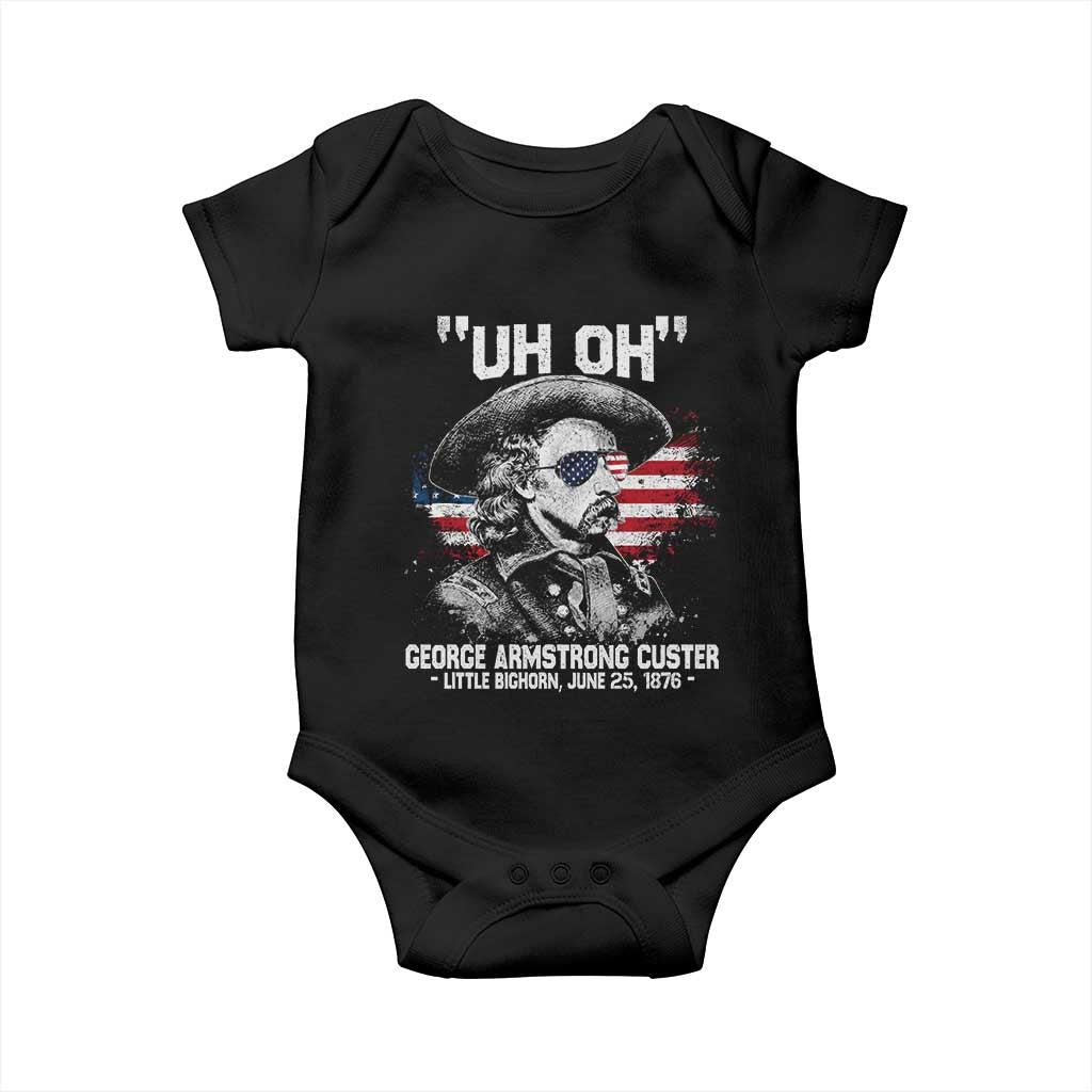 Uh Oh George Armstrong Custer Little Bighorn Baby Onesie Vintage American Flag June 25 1876