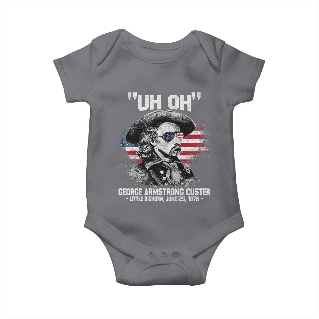 Uh Oh George Armstrong Custer Little Bighorn Baby Onesie Vintage American Flag June 25 1876