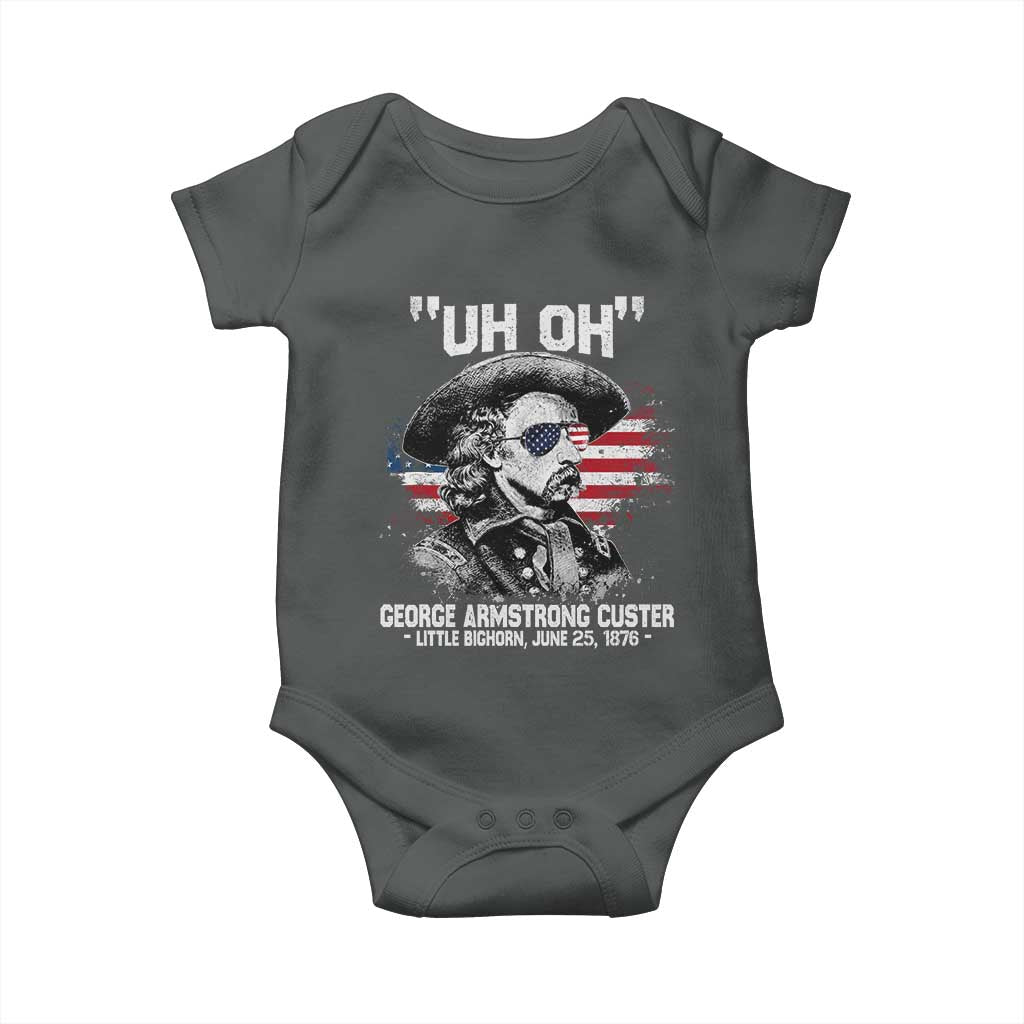Uh Oh George Armstrong Custer Little Bighorn Baby Onesie Vintage American Flag June 25 1876