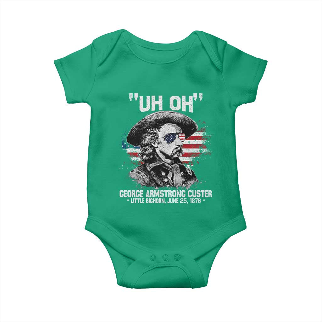 Uh Oh George Armstrong Custer Little Bighorn Baby Onesie Vintage American Flag June 25 1876