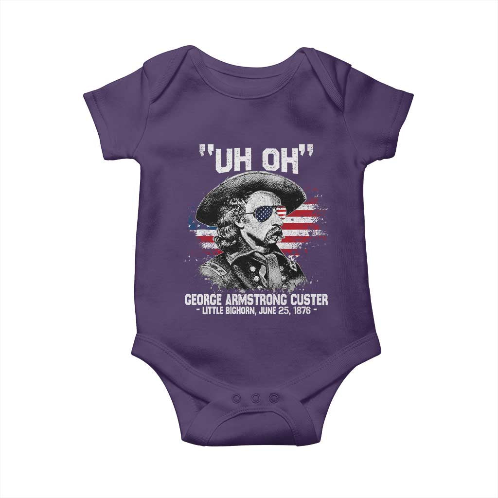 Uh Oh George Armstrong Custer Little Bighorn Baby Onesie Vintage American Flag June 25 1876