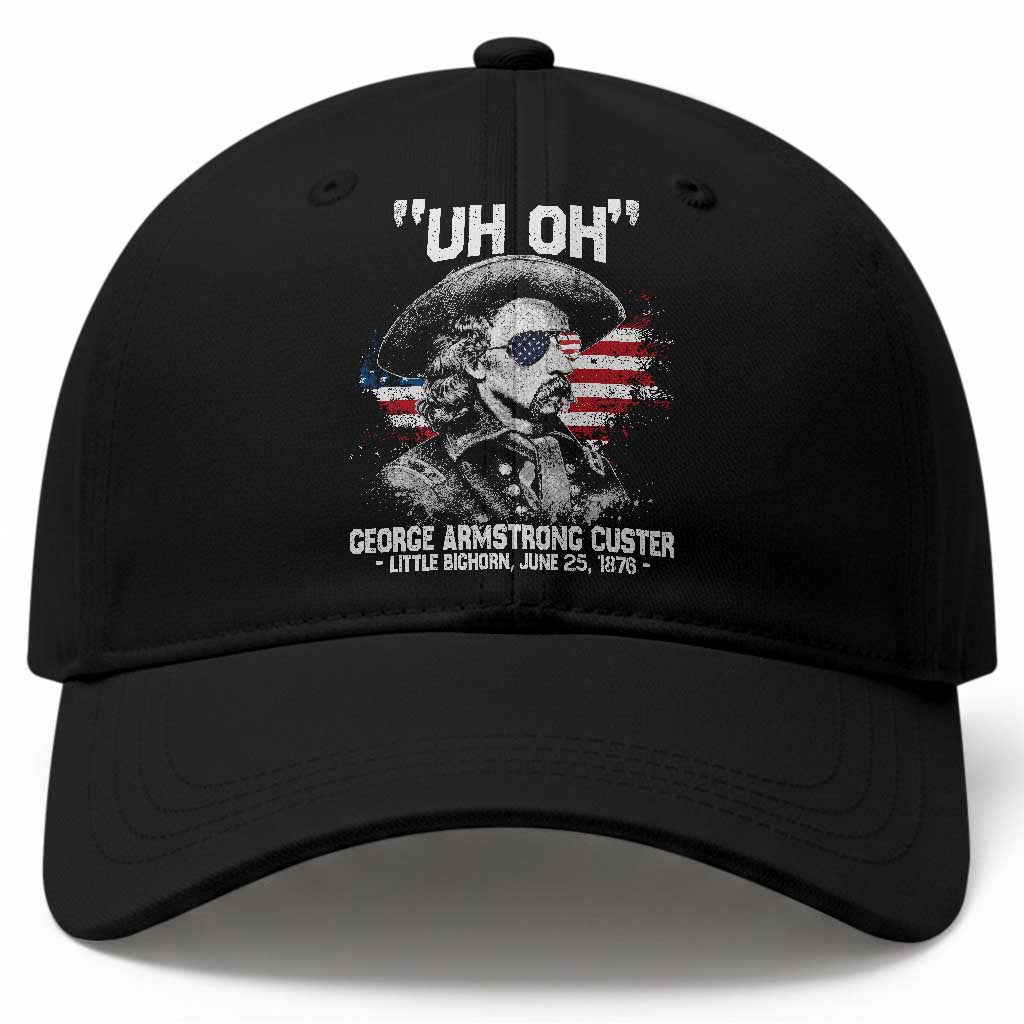 Uh Oh George Armstrong Custer Little Bighorn Baseball Cap Vintage American Flag June 25 1876