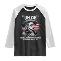 Uh Oh George Armstrong Custer Little Bighorn Raglan Shirt Vintage American Flag June 25 1876