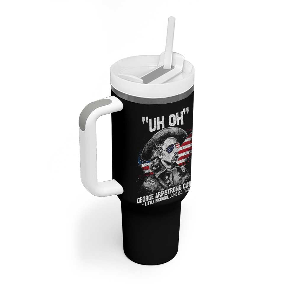 Uh Oh George Armstrong Custer Little Bighorn Tumbler With Handle Vintage American Flag June 25 1876