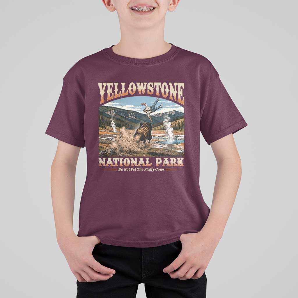 Yellowstone National Park Do Not Pet The Fluffy Cows T Shirt For Kid