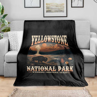 Yellowstone National Park Wyoming Montana Idaho Throw Blanket Vintage Bison Geyser