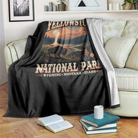 Yellowstone National Park Wyoming Montana Idaho Throw Blanket Vintage Bison Geyser
