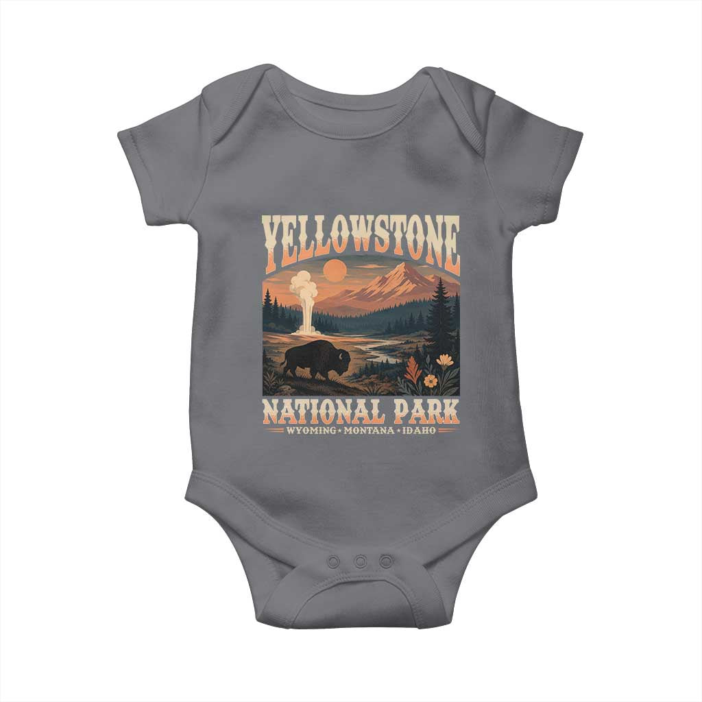 Yellowstone National Park Wyoming Montana Idaho Baby Onesie Vintage Bison Geyser