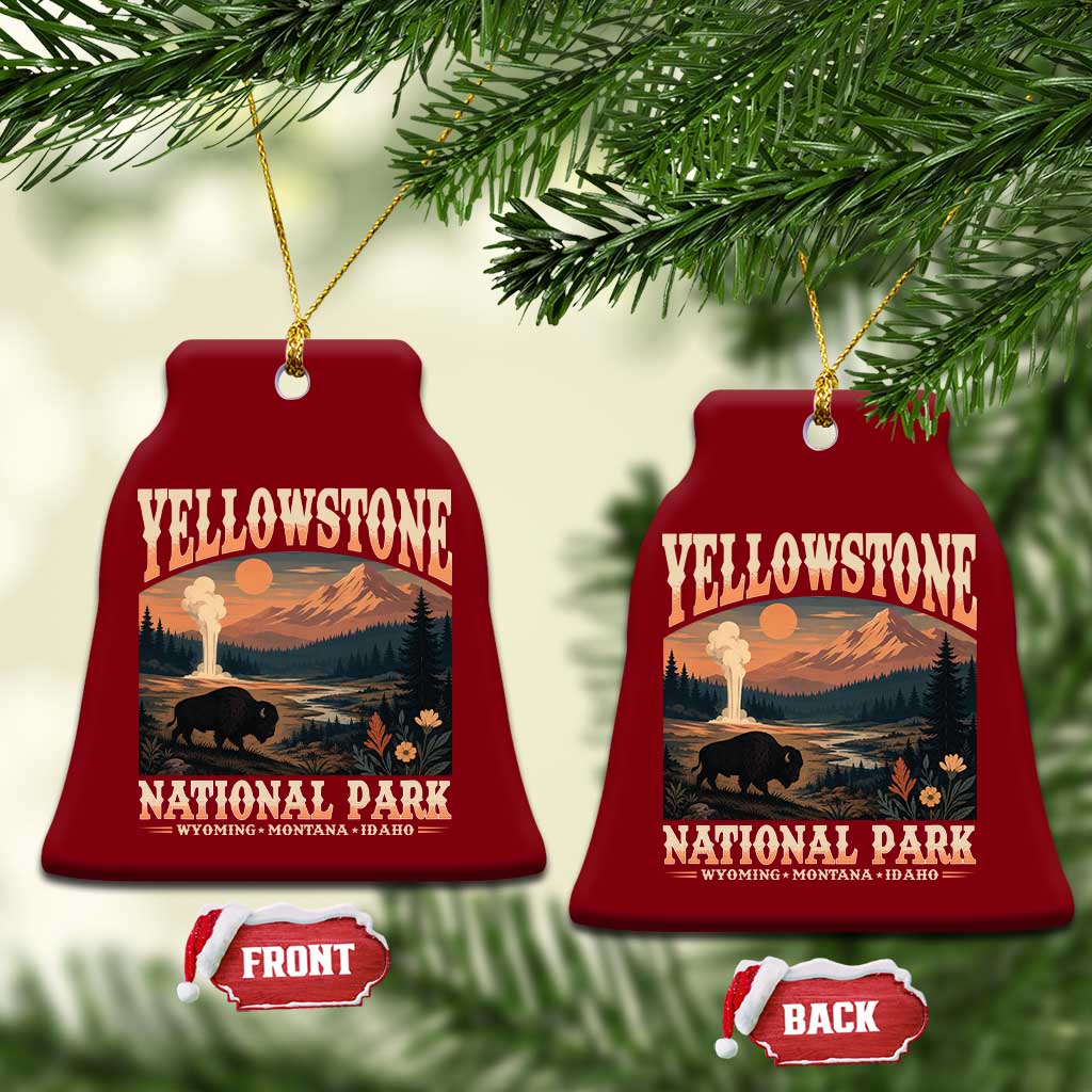 Yellowstone National Park Wyoming Montana Idaho Ceramic Ornament Vintage Bison Geyser