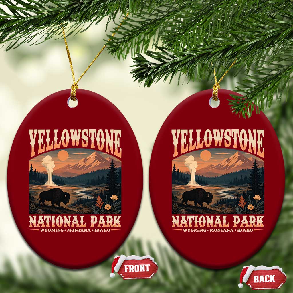 Yellowstone National Park Wyoming Montana Idaho Ceramic Ornament Vintage Bison Geyser