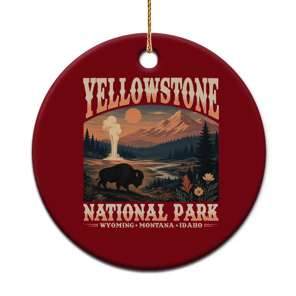 Yellowstone National Park Wyoming Montana Idaho Ceramic Ornament Vintage Bison Geyser