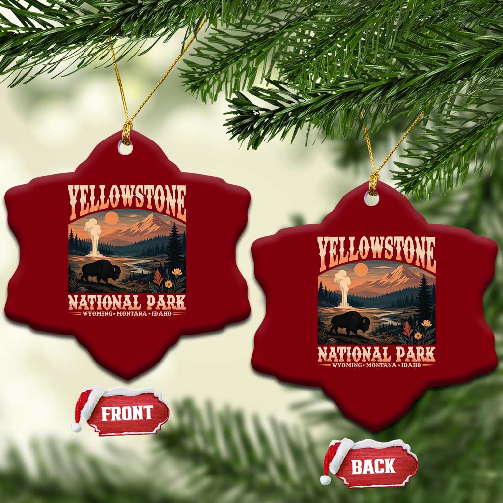 Yellowstone National Park Wyoming Montana Idaho Ceramic Ornament Vintage Bison Geyser