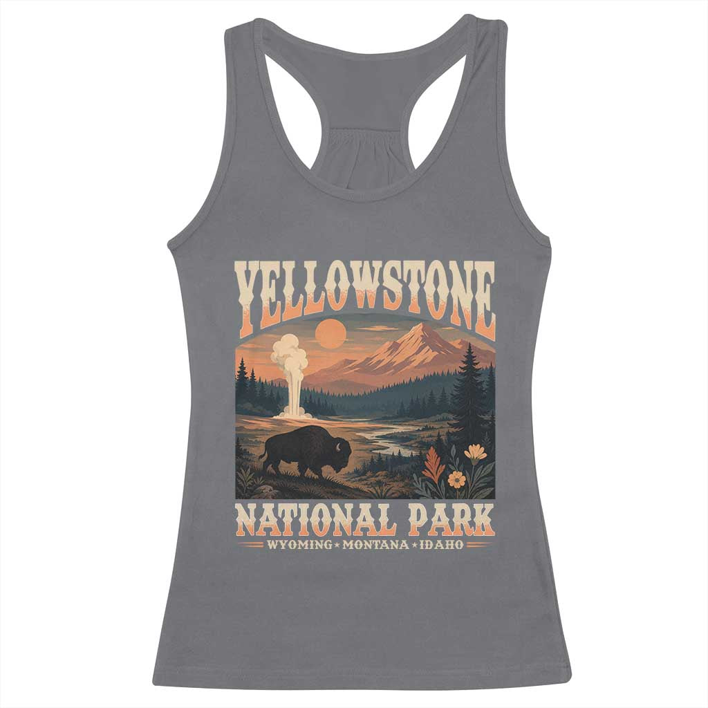 Yellowstone National Park Wyoming Montana Idaho Racerback Tank Top Vintage Bison Geyser