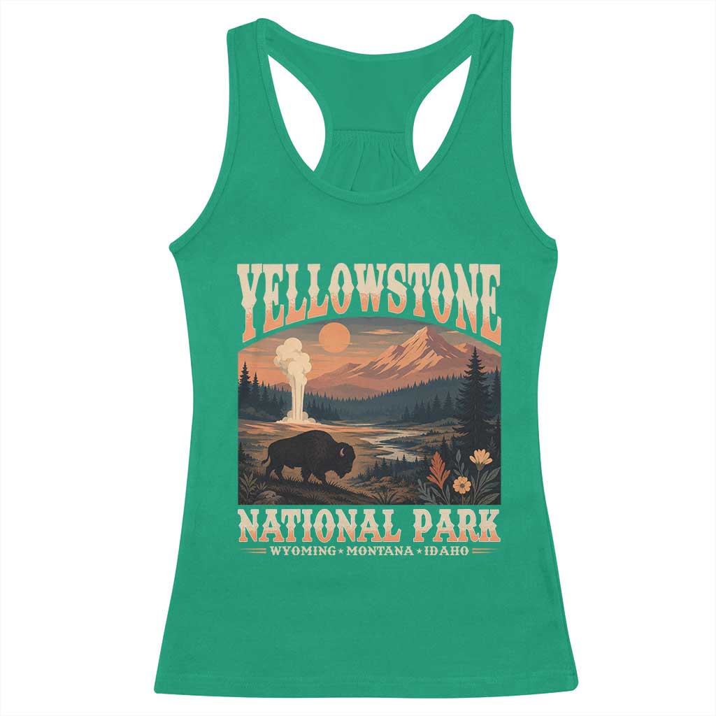 Yellowstone National Park Wyoming Montana Idaho Racerback Tank Top Vintage Bison Geyser
