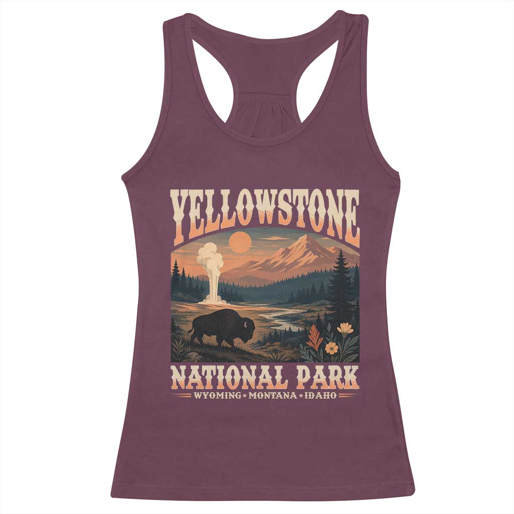 Yellowstone National Park Wyoming Montana Idaho Racerback Tank Top Vintage Bison Geyser