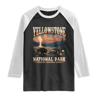 Yellowstone National Park Wyoming Montana Idaho Raglan Shirt Vintage Bison Geyser