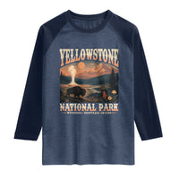 Yellowstone National Park Wyoming Montana Idaho Raglan Shirt Vintage Bison Geyser