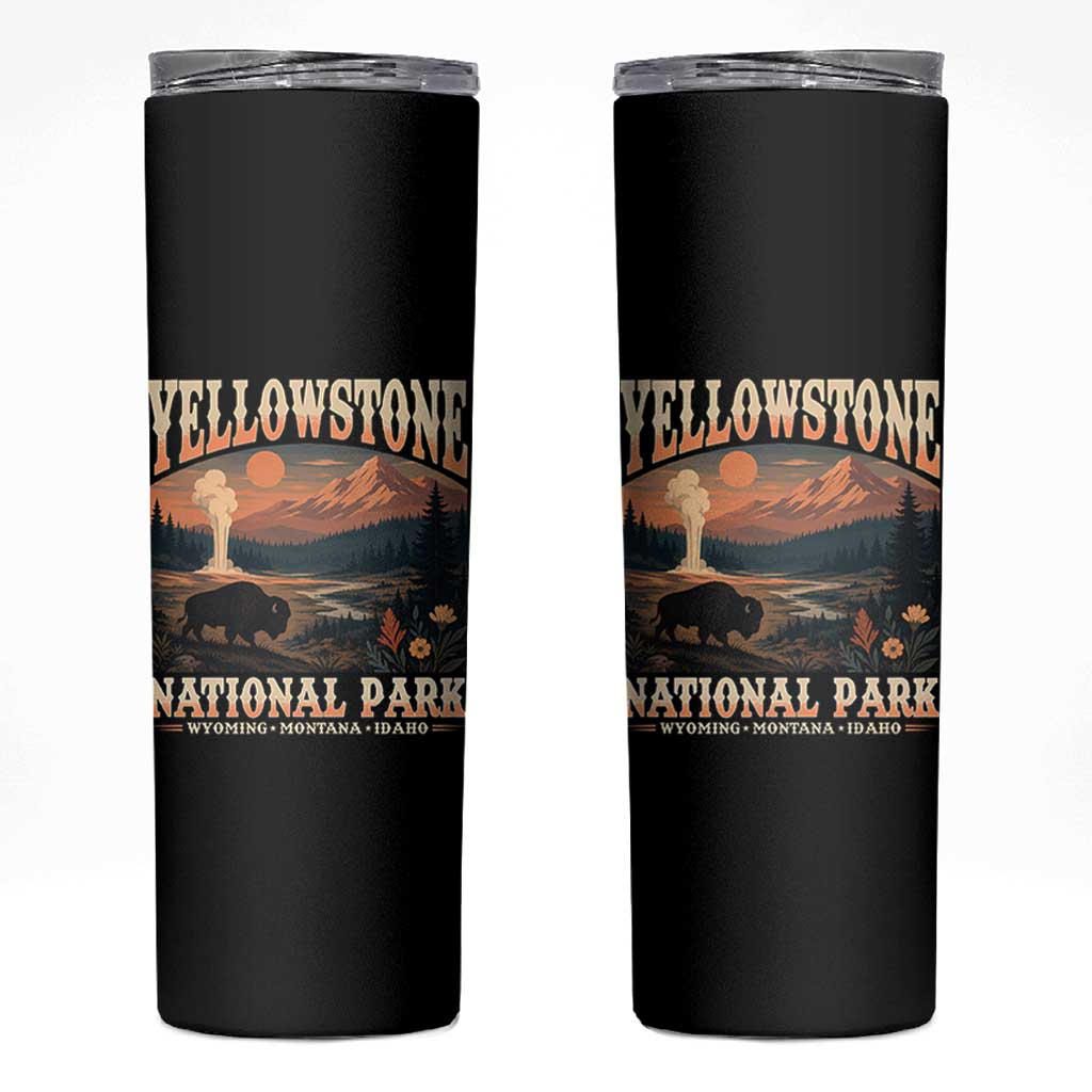 Yellowstone National Park Wyoming Montana Idaho Skinny Tumbler Vintage Bison Geyser