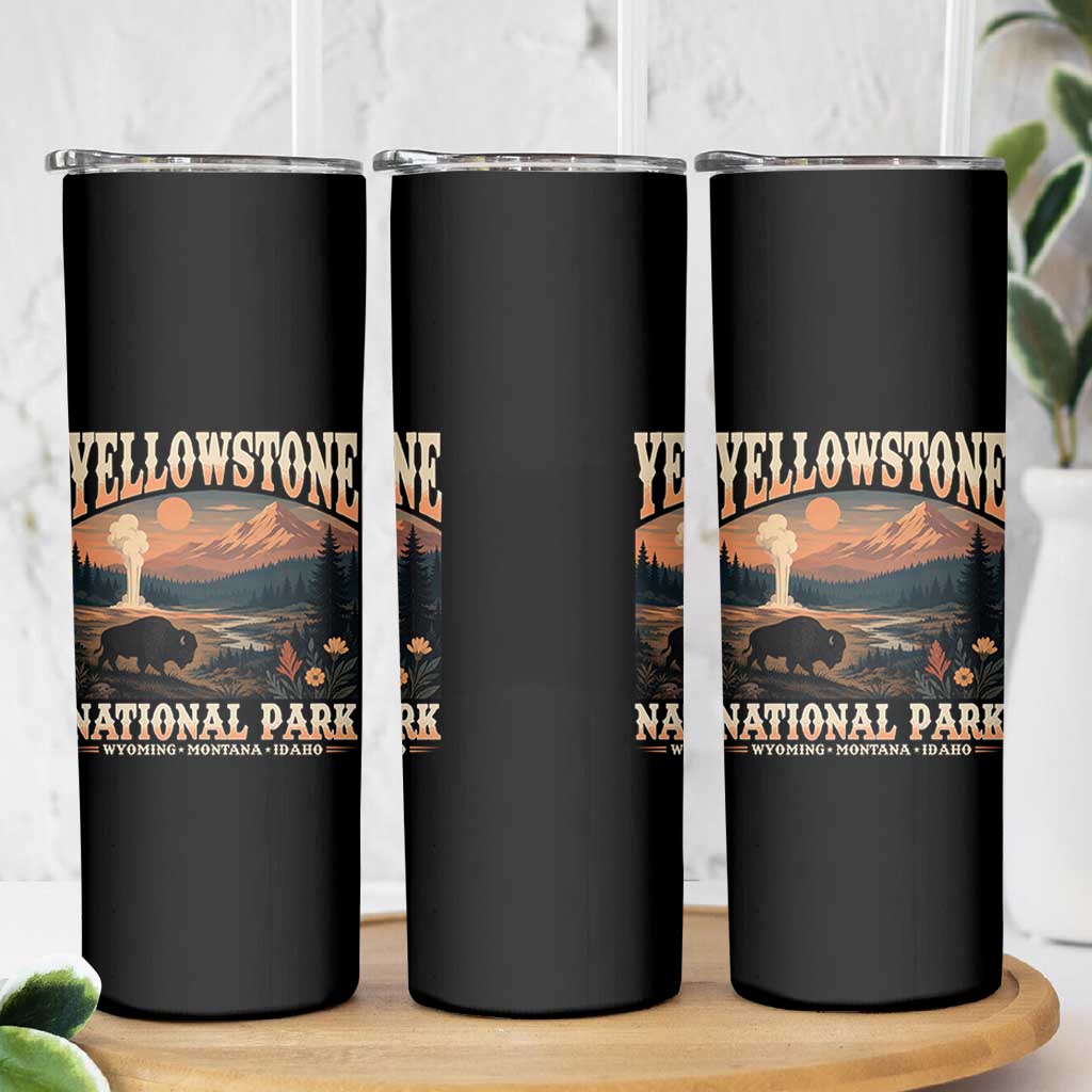 Yellowstone National Park Wyoming Montana Idaho Skinny Tumbler Vintage Bison Geyser
