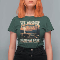 Yellowstone National Park Wyoming Montana Idaho T Shirt For Women Vintage Bison Geyser