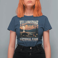 Yellowstone National Park Wyoming Montana Idaho T Shirt For Women Vintage Bison Geyser